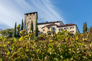 Fototapeta na wymiar Merano Italy. 10-08-2020. Old castle in mountain at Merano Italy