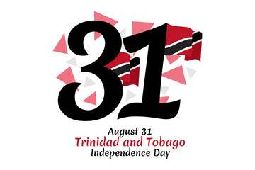 August 31, Trinidad and Tobago Independence day vector illustration. Suitable for greeting card, poster and banner.