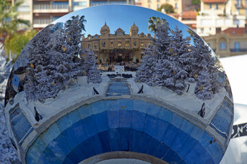 The Casino reflected in Christmas' decoration, Monte Carlo, Principality of Monaco