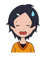 Obraz premium 困ったような表情の女の子の顔のイラスト