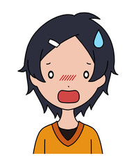 慌てた様子の女の子の顔のイラスト