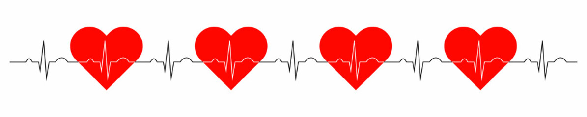 line of electrocardiogram with the image of a red heart.