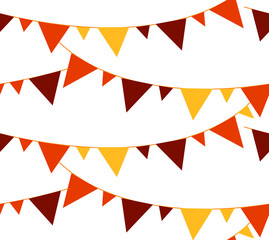 Seamless vector pattern on the theme of Halloween, colored flags on a white background. Endless texture for wallpaper, flyers, covers, banners, fill pattern, web page, background, surface.
