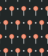 Seamless vector pattern on the theme of Halloween, lollipops. Endless texture for wallpaper, flyers, covers, banners, fill pattern, web page, background, surface.
