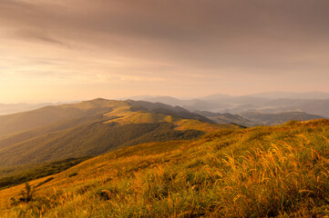 Sunrise in the Bieszczady Mountains as seen from the top of Rozsypaniec, Bieszczady Mountains