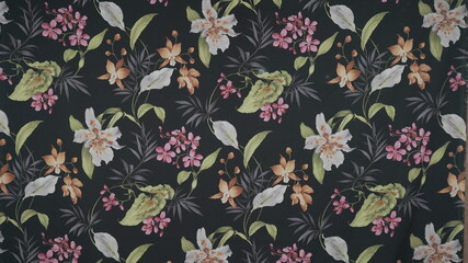 seamless pattern with leaves on fabric