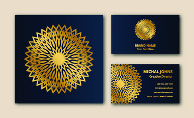 Golden arabis style islamic business card background 