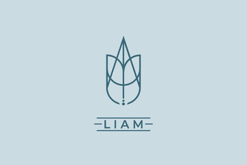 monoline signature logo design name Liam. usable logo design for private logo, business name card web icon, social media icon