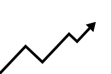 Graph with black arrow on white backdrop for a concept of Increasing 