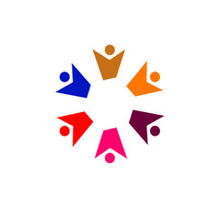 COLORFUL PEOPLE TOGETHER SIGN, SYMBOL, LOGO ISOLATED ON WHITE