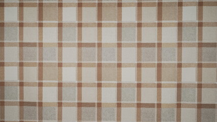brown and white checkered tablecloth