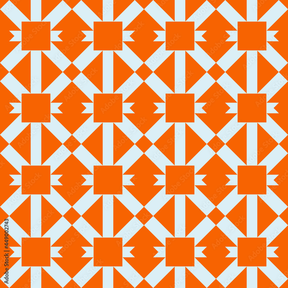Poster orange background and white shapes. vector seamless shape pattern.