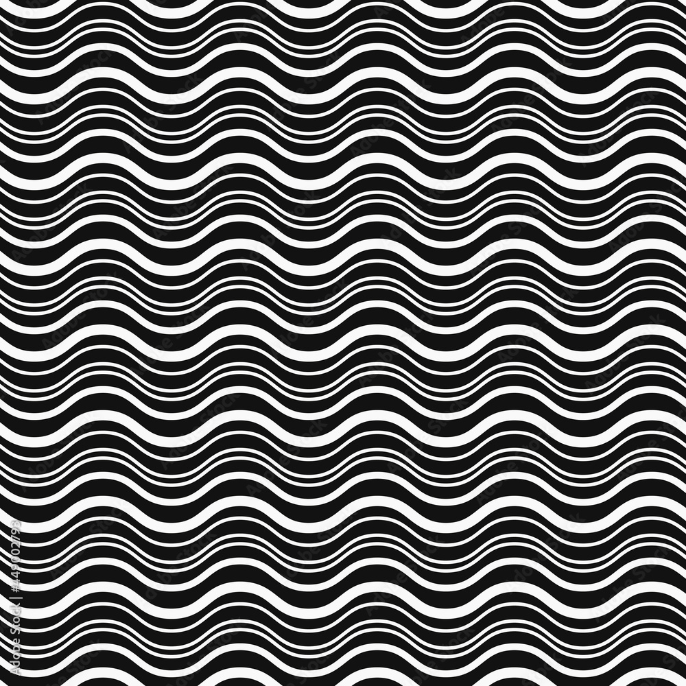 Poster white waves and black background. vector sample with repeated stripes. like sea wave or ocean.