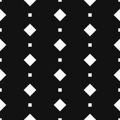 Rhombs and squares whie. Black background. Vector.
