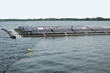 Netherlands. Sola panels in lake Voorne  