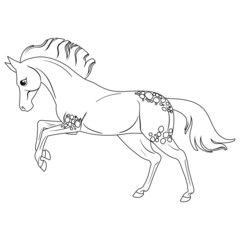 Coloring page with horse. Painting for children.