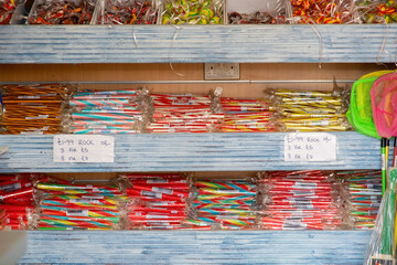 A traditional seaside shop selling sticks of rock a firm favourite with British tourists