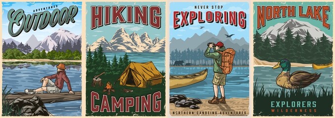 Camping vintage posters