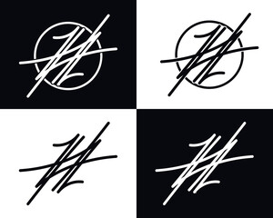 ZZ, ZHL, ZL, 7L, ZAL, 7HL logo. Label for social media content. Vector hand-drawn illustration design. written as anagram or signature. 