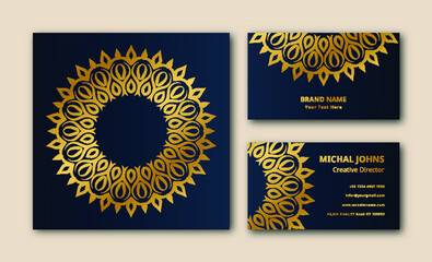Gradient colorful business card mandala background wallpaper
