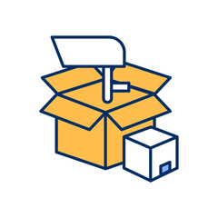 Surveillance system delivery RGB color icon. Security camera equipment packaging and shipment. CCTV purchase for home or public usage. Isolated vector illustration. Simple filled line drawing