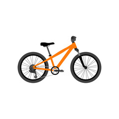 Road Bicycle, Ecological Sport Transport, Orange Bike Side View Flat Vector Illustration.