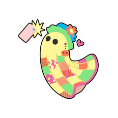 An illustration of a ghost taking selfie