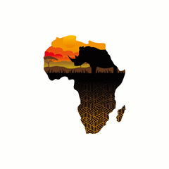 african rhino logo, suitable for nature reserve or wildlife protection company logo or holiday logo in africa © nahwul