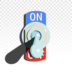 Toggle switch turned off with shadow on transparent background. Vector illustration