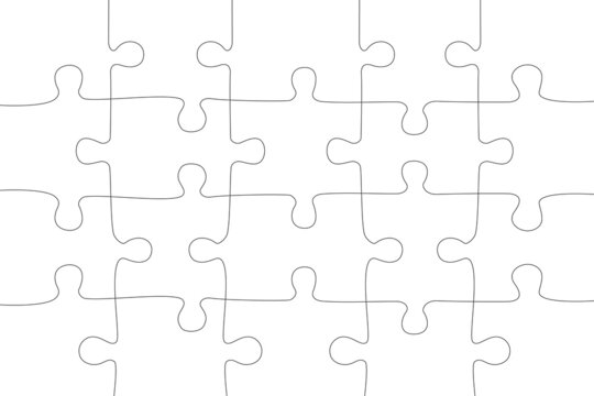 Puzzle- game grid for 20 pieces on white background