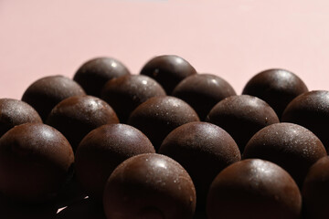 Group of dark chocolate chocolates