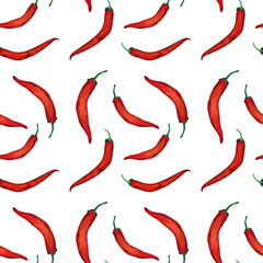 seamless pattern with chili peppers on white background
