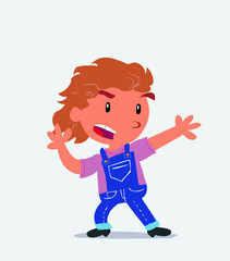 cartoon character of little girl on jeans arguing angry.