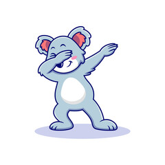 Cute koala cartoon with dubbing pose