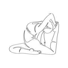Continuous line art drawing of woman doing yoga