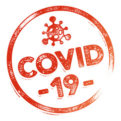 Covid-19 Stamp Print With Virus Icon And Frame