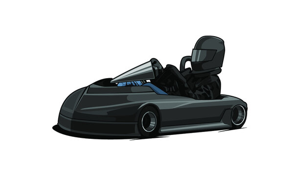 black go-kart racer, helmet, driving clip art preview