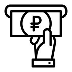 Withdraw Russian Ruble Money from ATM Icon