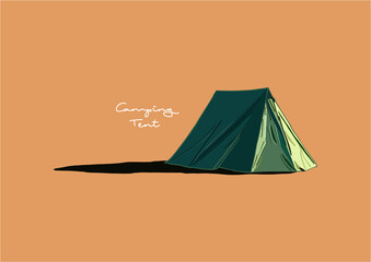 Vector Illustration of Tent, Camping, Campfire