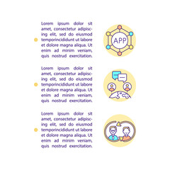 Global online communication concept line icons with text. PPT page vector template with copy space. Brochure, magazine, newsletter design element. App for chatting linear illustrations on white