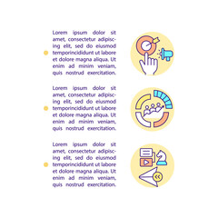 Social media marketing concept line icons with text. PPT page vector template with copy space. Brochure, magazine, newsletter design element. Online promotion strategy linear illustrations on white