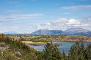 Fototapeta na wymiar View from Torhatten ,Helgeland,Nordland county,scandinavia,Europe