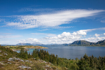 Fototapeta na wymiar View from Torhatten ,Helgeland,Nordland county,scandinavia,Europe