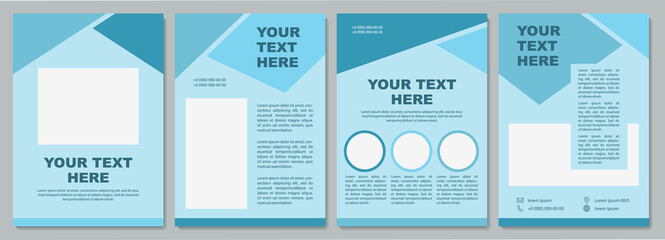 Geometric turquoise corporate brochure template. Flyer, booklet, leaflet print, cover design with copy space. Your text here. Vector layouts for magazines, annual reports, advertising posters