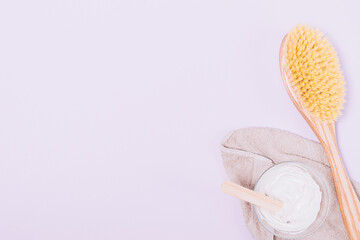 Simple home body care set, natural dry massage brush