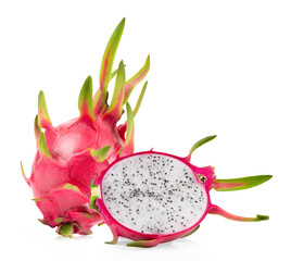 Dragon fruit, pitaya isolated on white
