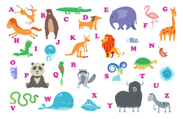 alphabet, wild animals, livestock, icon set, antelope, flamingo, horse, kangaroo, jellyfish, nightingale, x-ray, fish, mouse, shark, frog, crab, cancer, turtle, snake, dog, sheep, whale, zebra, giraff