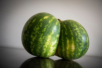 fresh green twin watermelon