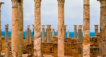 Sabratha ruins on the Mediterranean sea 