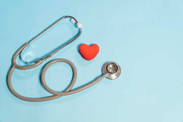 Single Head Stethoscope with heart on light blue background